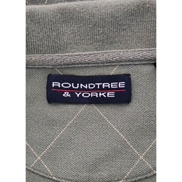 Roundtree & Yorke Green Argyle Pattern Polo Shirt L 100% Cotton - Picture 3 of 4